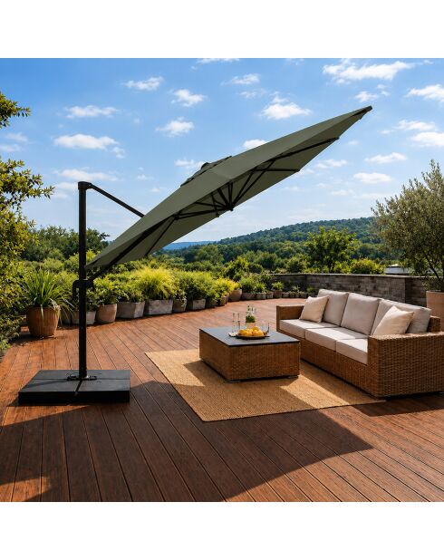 Ceret grüner rechteckiger versetzter drehbarer Aluminium-Sonnenschirm - 300x400x258 cm
