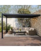 Kamares schwarze lehnbare bioklimatische Pergola aus Aluminium - 390x290x230 m