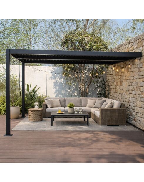 Kamares schwarze lehnbare bioklimatische Pergola aus Aluminium - 390x290x230 m