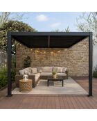 Kamares schwarze lehnbare bioklimatische Pergola aus Aluminium - 390x290x230 m