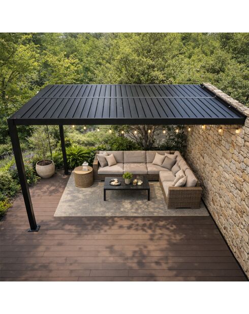 Kamares schwarze lehnbare bioklimatische Pergola aus Aluminium - 390x290x230 m