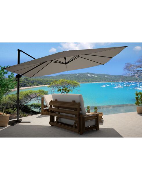 Pacchetto ombrellone rotante offset Koriva con copertura grigia - 300x400 cm