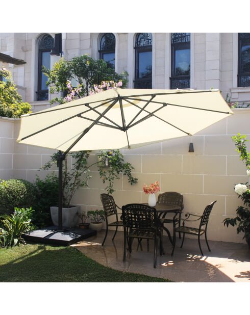 Ombrellone rotondo rotante a 360° ecru Kaleno - 350x350x260 cm