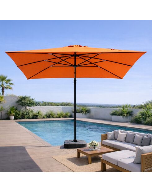 Koriva Rechteckiger, drehbarer, verstellbarer Aluminium-Sonnenschirm, 300 x 400 x 268 cm, Orange