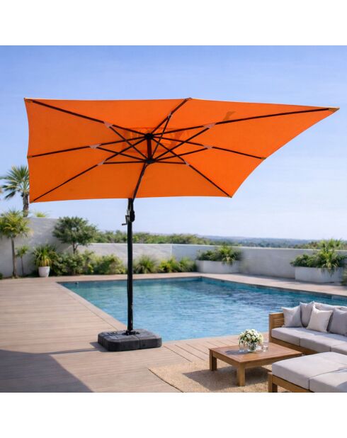 Koriva Rechteckiger, drehbarer, verstellbarer Aluminium-Sonnenschirm, 300 x 400 x 268 cm, Orange