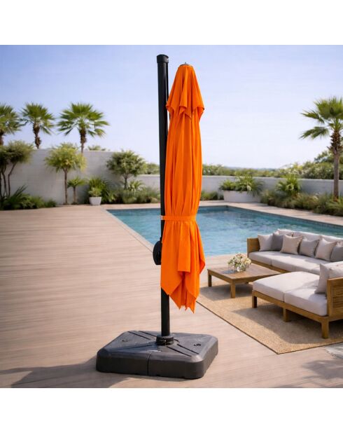 Koriva Rechteckiger, drehbarer, verstellbarer Aluminium-Sonnenschirm, 300 x 400 x 268 cm, Orange