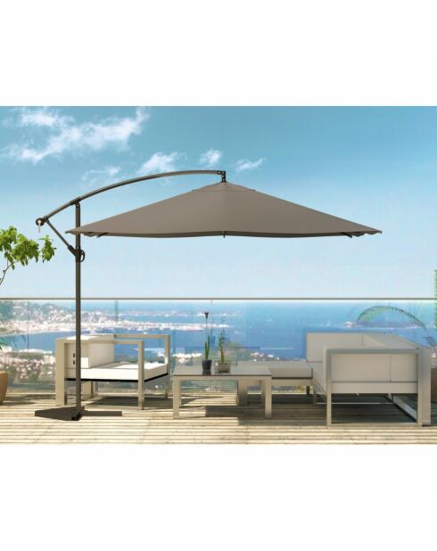 Johan quadratischer versetzter LED-Sonnenschirm, 300 x 300 x 245 cm, grau