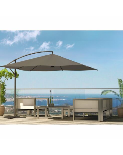 Johan quadratischer versetzter LED-Sonnenschirm, 300 x 300 x 245 cm, grau