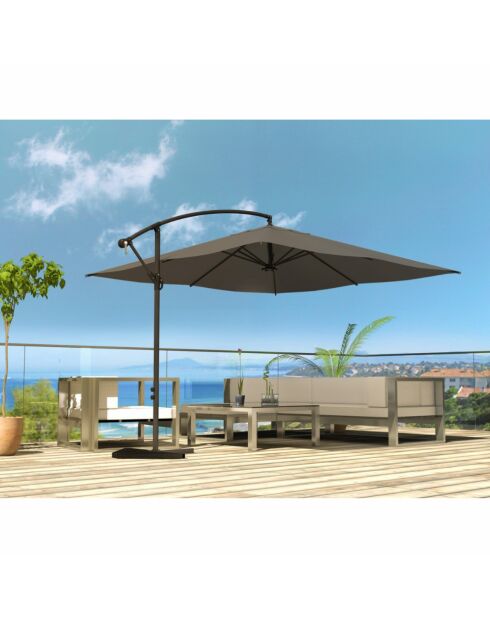 Johan quadratischer versetzter LED-Sonnenschirm, 300 x 300 x 245 cm, grau