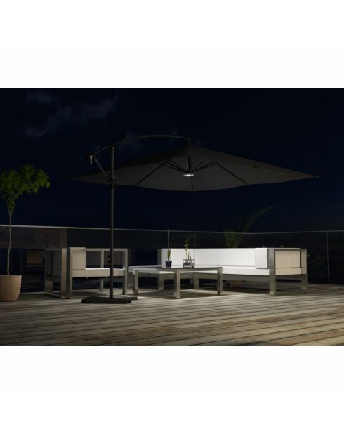 Johan quadratischer versetzter LED-Sonnenschirm, 300 x 300 x 245 cm, grau
