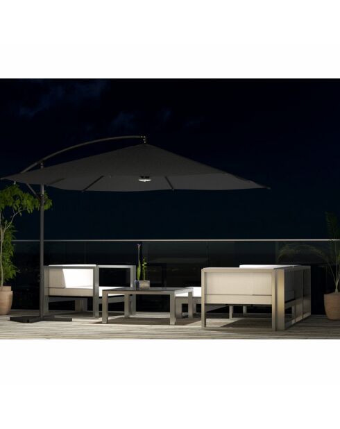Johan quadratischer versetzter LED-Sonnenschirm, 300 x 300 x 245 cm, grau