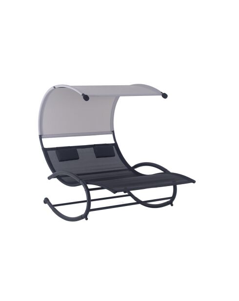 Transat double à bascule avec auvent Paleno noir et gris - 173x139x169 cm