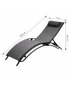 Lot de 2 transats ajustables Manado noir et gris - 81x157x59 cm