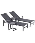 Lot de 2 transats et une table d'appoint Parivo noir - 3 pièces