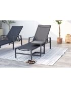 Lot de 2 transats et une table d'appoint Parivo noir - 3 pièces