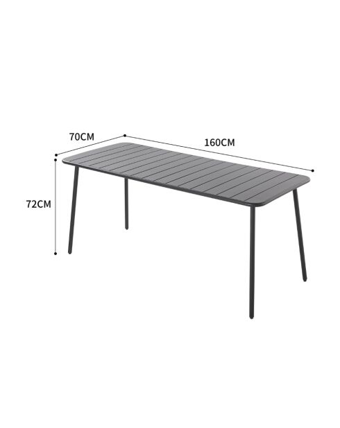 Falcou 6-zits tuintafel donkergrijs - 160x70x72 cm