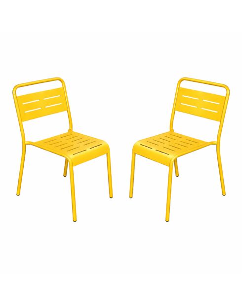 Lot de 2 chaises de jardin empilables Falcou jaune - 43x59x79 cm
