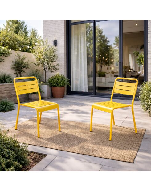 Lot de 2 chaises de jardin empilables Falcou jaune - 43x59x79 cm