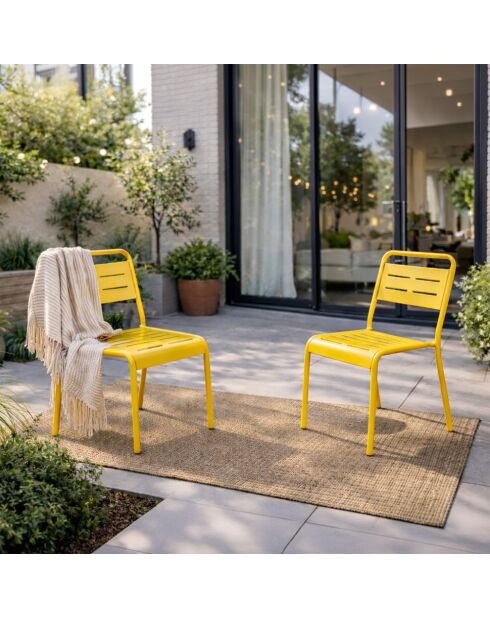Lot de 2 chaises de jardin empilables Falcou jaune - 43x59x79 cm