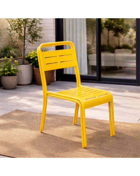 Lot de 2 chaises de jardin empilables Falcou jaune - 43x59x79 cm