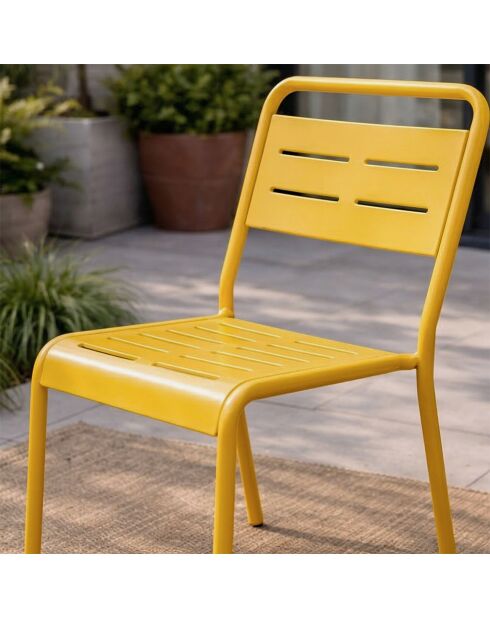 Lot de 2 chaises de jardin empilables Falcou jaune - 43x59x79 cm