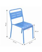 Ensemble table de jardin carrée et 4 chaises Falcou bleues - 5 pièces