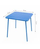 Ensemble table de jardin carrée et 4 chaises Falcou bleues - 5 pièces