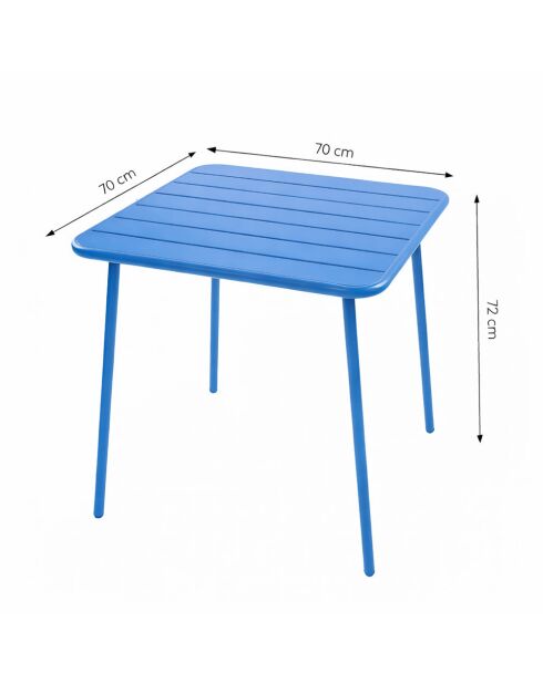 Ensemble table de jardin carrée et 4 chaises Falcou bleues - 5 pièces