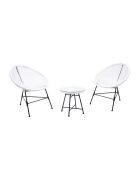 Salon de jardin 2 fauteuils ronds avec table basse Verano blanc - 3 pièces