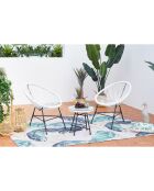 Salon de jardin 2 fauteuils ronds avec table basse Verano blanc - 3 pièces