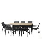 Ensemble de jardin avec table effet bois et 8 fauteuils Moita marron - 9 pièces