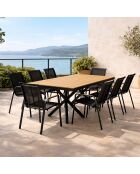 Ensemble de jardin avec table effet bois et 8 fauteuils Moita marron - 9 pièces