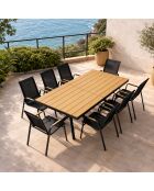 Ensemble de jardin avec table effet bois et 8 fauteuils Moita marron - 9 pièces