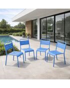 Ensemble de 4 chaises de jardin empilables Falcou bleues - 43x59x79 cm