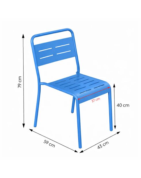 Ensemble de 4 chaises de jardin empilables Falcou bleues - 43x59x79 cm