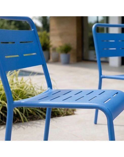 Ensemble de 4 chaises de jardin empilables Falcou bleues - 43x59x79 cm