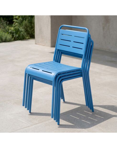 Ensemble de 4 chaises de jardin empilables Falcou bleues - 43x59x79 cm