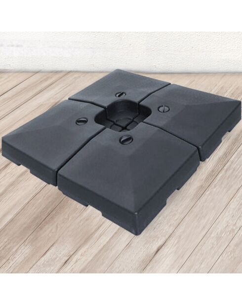 Set mit 4 schwarzen Tonio HDPE-Schirmfliesen - 51x51x13 cm