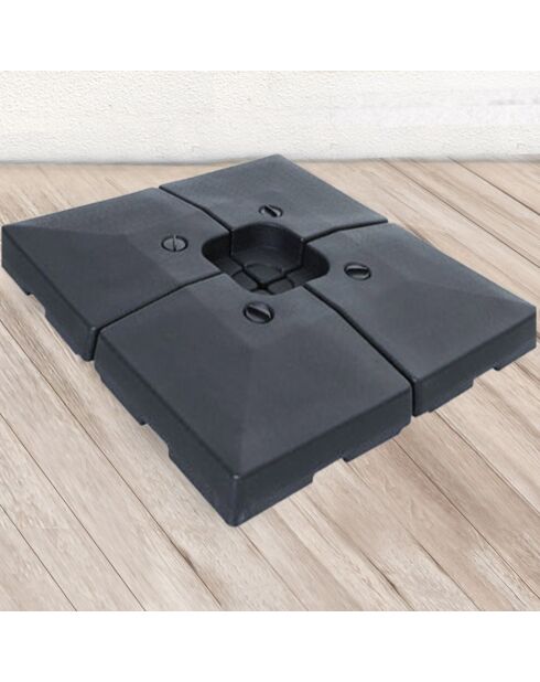 Set mit 4 schwarzen Tonio HDPE-Schirmfliesen - 51x51x13 cm