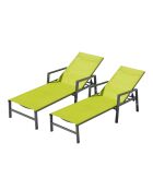 Lot de 2 transats en aluminium Parivo gris foncé et vert - 192x61x92 cm