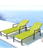 Lot de 2 transats en aluminium Parivo gris foncé et vert - 192x61x92 cm