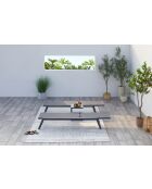 Lot de 2 transats et une table d'appoint Nelina gris et noir - 3 pièces