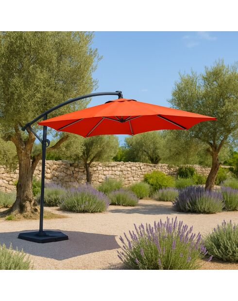 Johan quadratischer LED-Offset-Sonnenschirm, Terrakotta, 300 x 300 x 245 cm