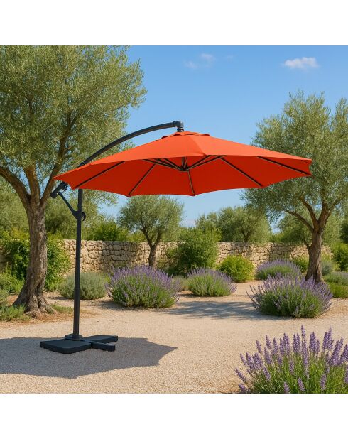 Johan quadratischer LED-Offset-Sonnenschirm, Terrakotta, 300 x 300 x 245 cm