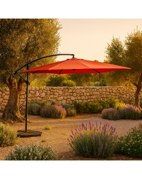 Johan quadratischer LED-Offset-Sonnenschirm, Terrakotta, 300 x 300 x 245 cm