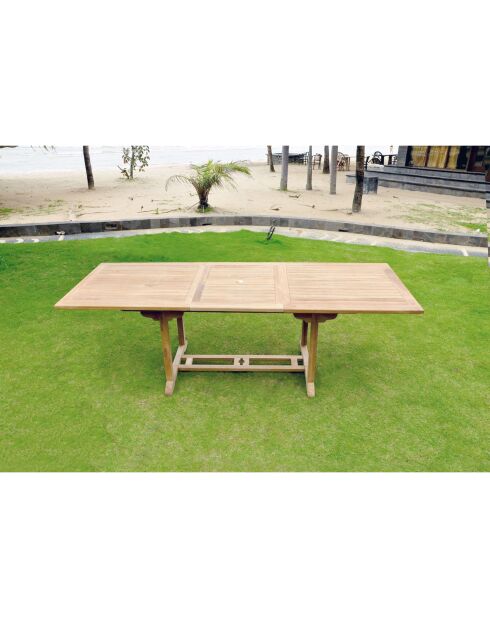 Lireno rechthoekige tuintafel in ruw teakhout 10 zitplaatsen bruin - 240x90x75 cm