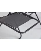 Lot de 2 transats inclinables Elaro noir et gris foncé - 160x65x110 cm
