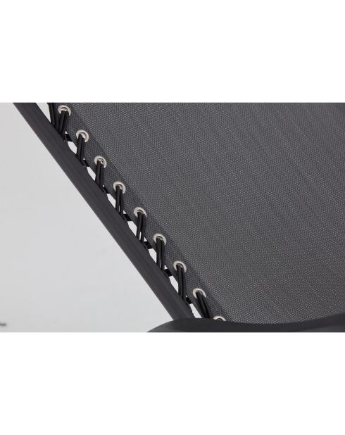 Lot de 2 transats inclinables Elaro noir et gris foncé - 160x65x110 cm