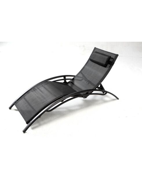 Lot de 2 transats ajustables avec pieds en acier Winora noir - 168x64x87 cm