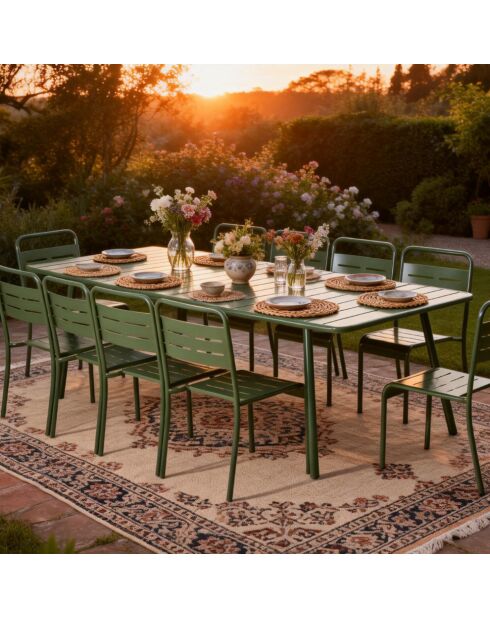 Table de jardin 10/12 places Falcou verte - 234x96x72 cm